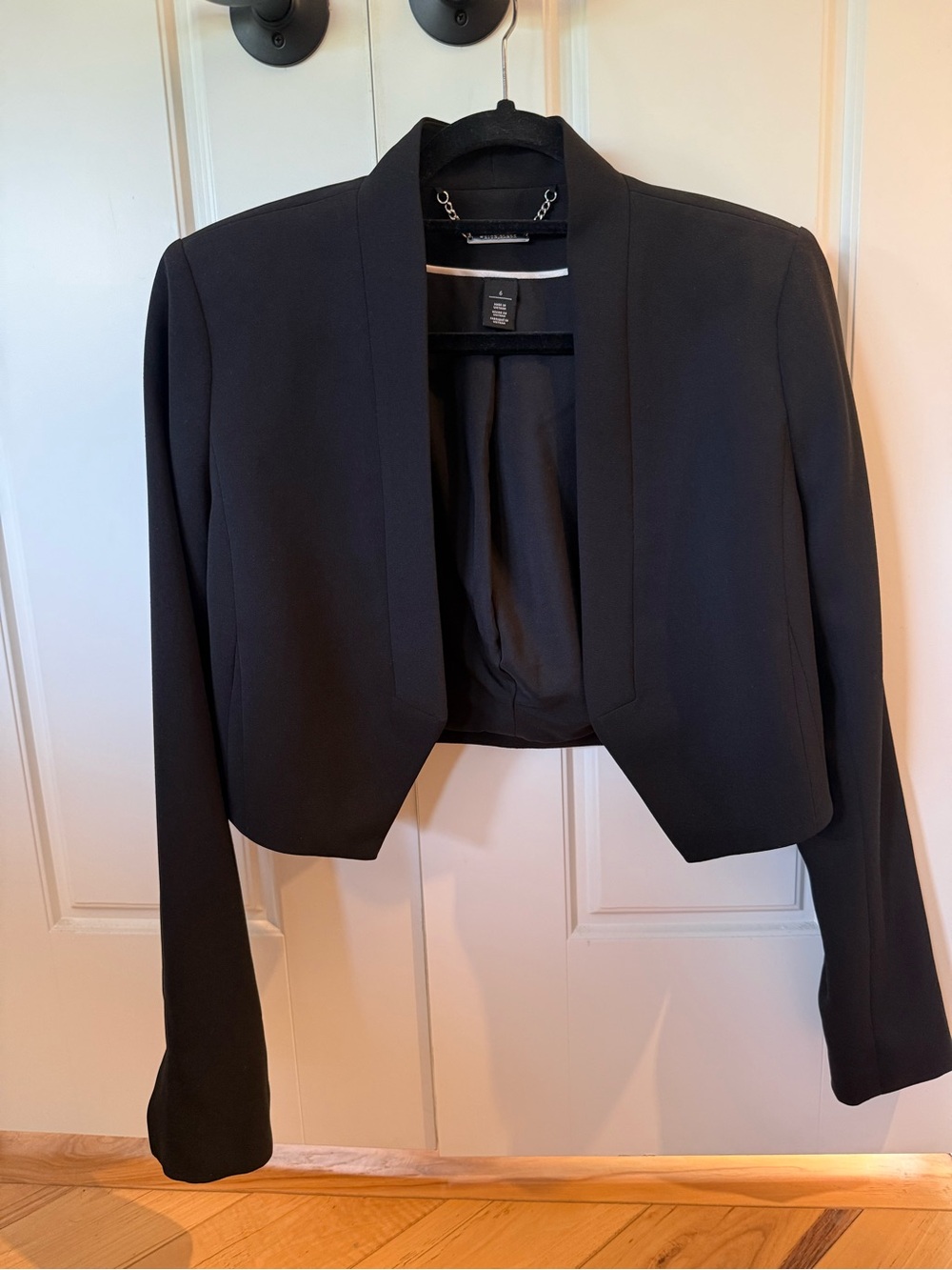White House Black Market Black Cropped Open-Front Blazer